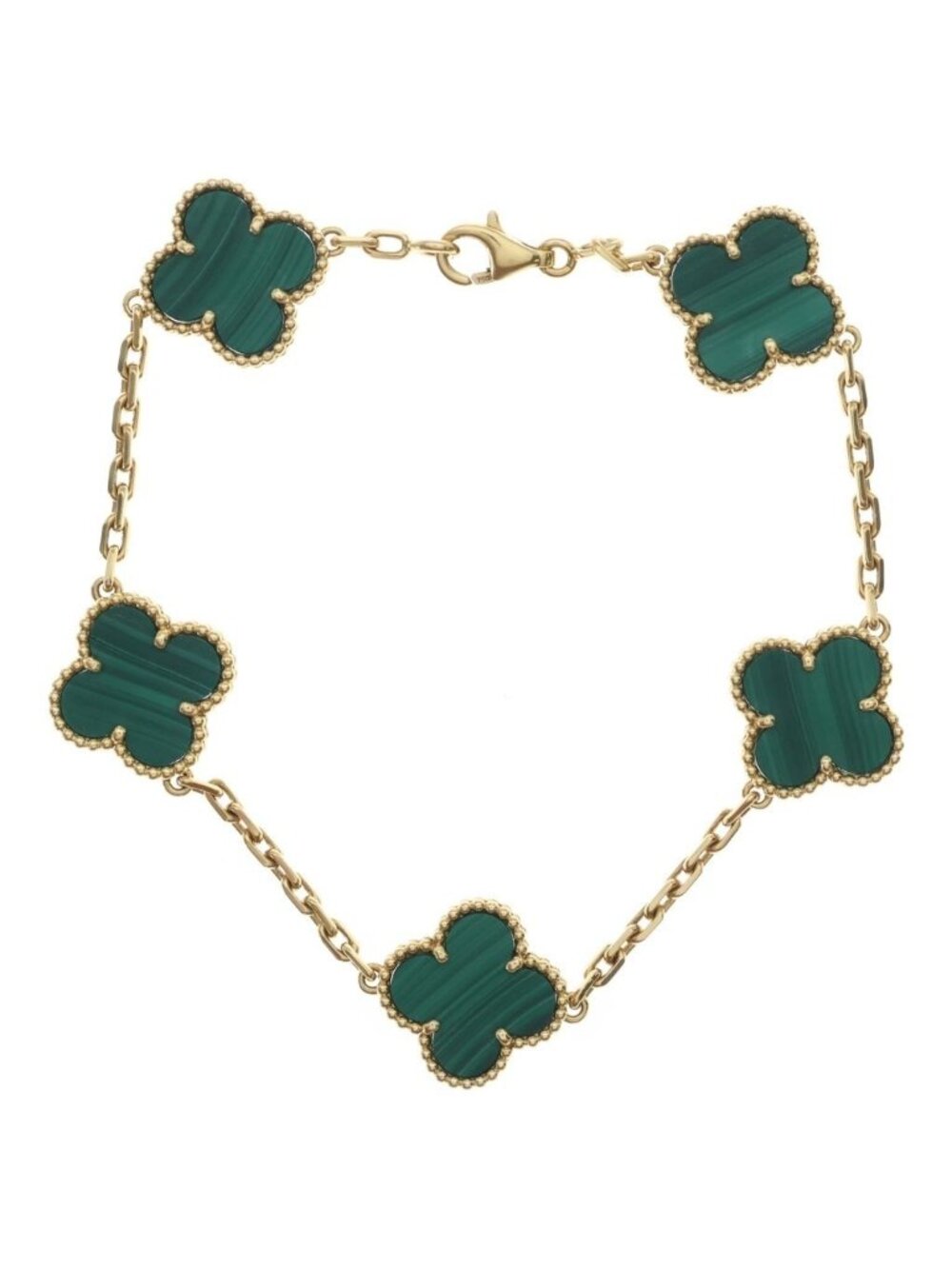 Van Cleef & Arpels Vintage Alhambra Bracelet Malachite Yellow Gold